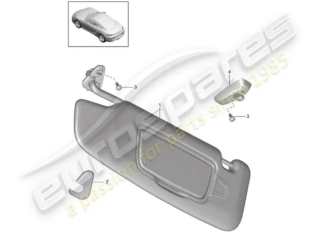 porsche 2018 (718 cayman) sun vizors diagrama de piezas