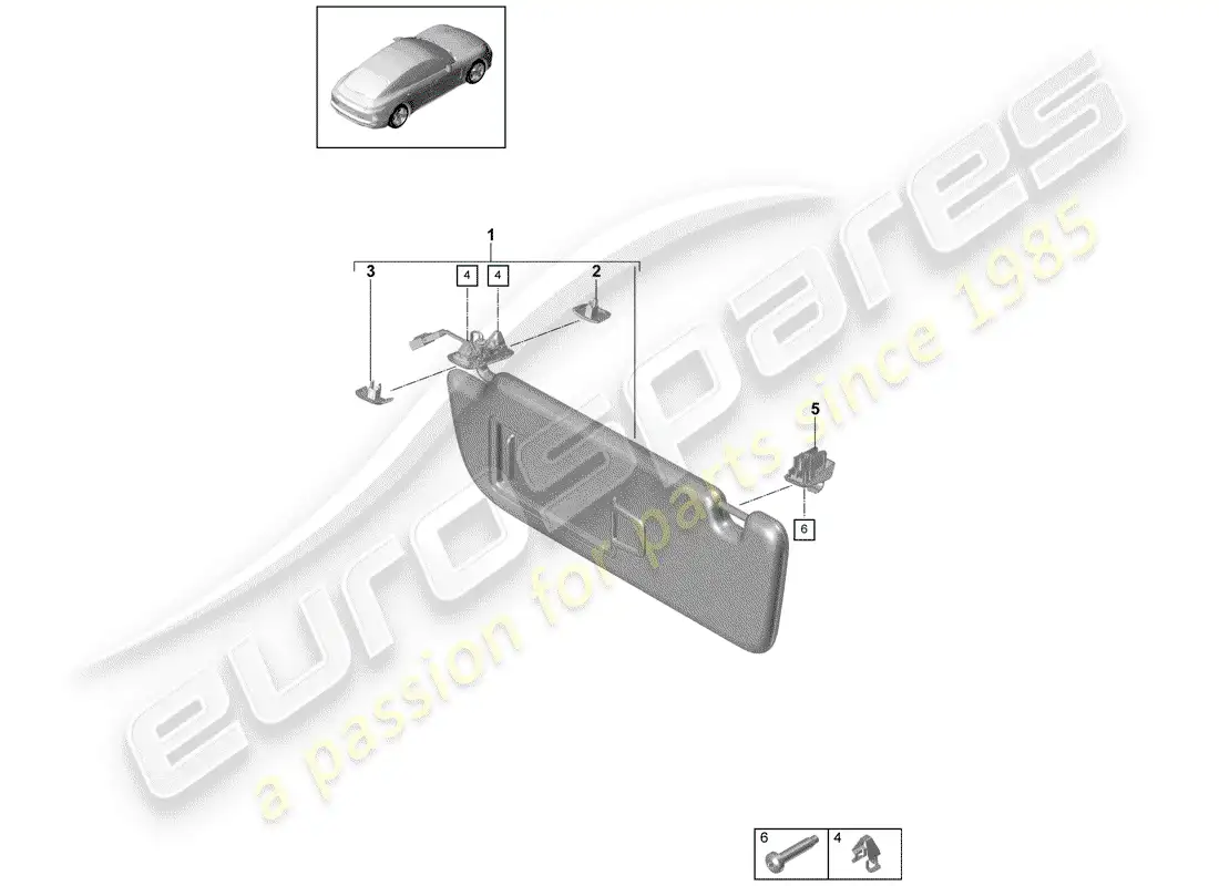 porsche 2020 (panamera 971-1) sun vizors diagrama de piezas