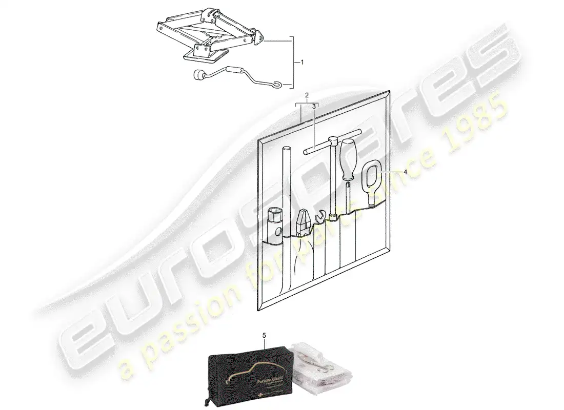 porsche 1987 (924s) accesorios - herramienta - botiquín de primeros auxilios diagrama de piezas