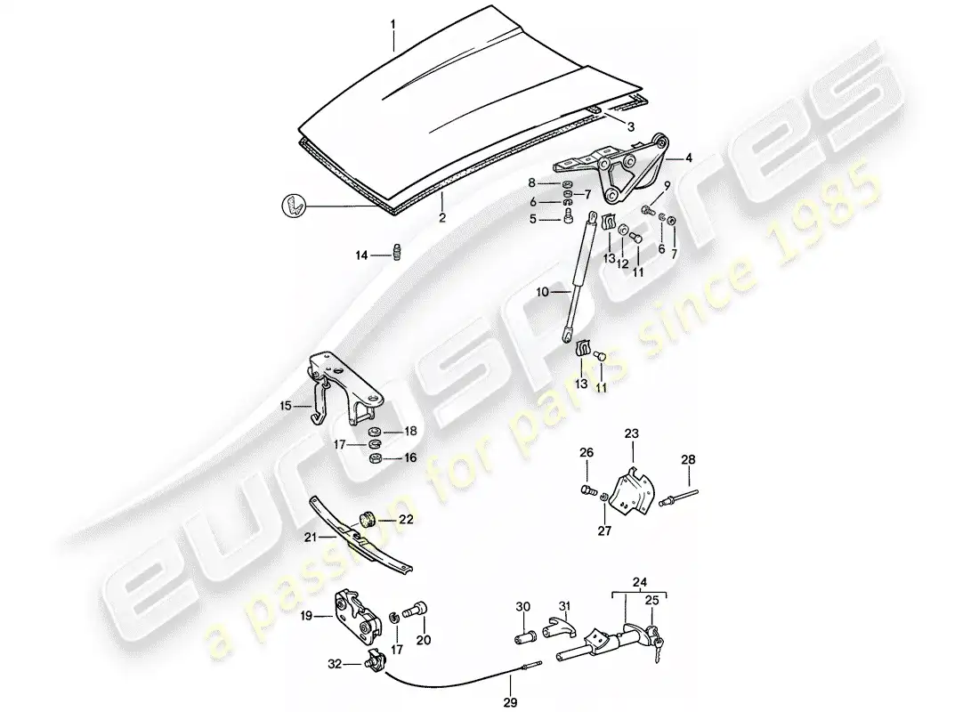 porsche 1988 (911) cubrir diagrama de piezas
