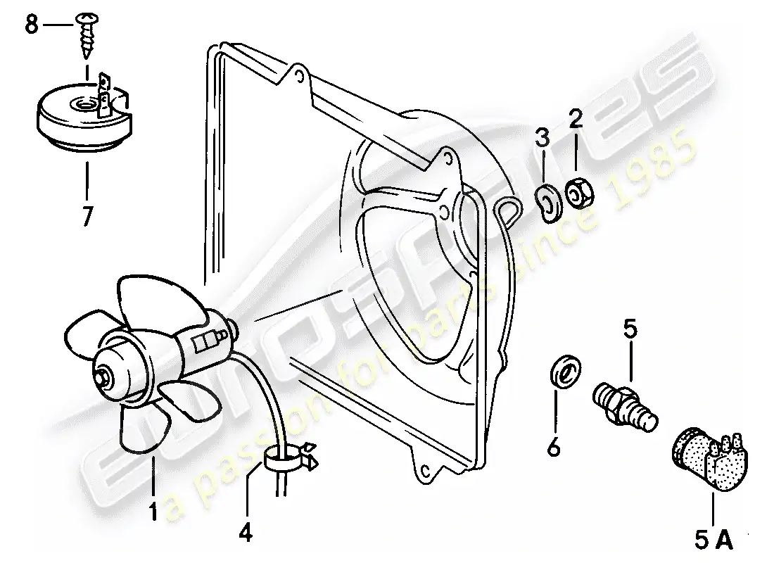porsche 1979 (924) ventilador eléctrico diagrama de piezas