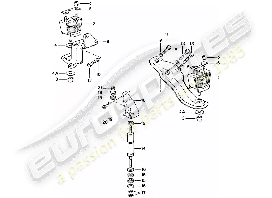 porsche 1979 (924) suspensión del motor diagrama de piezas