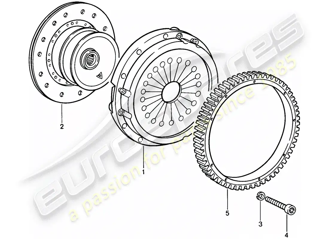 porsche 1987 (911) embrague diagrama de piezas