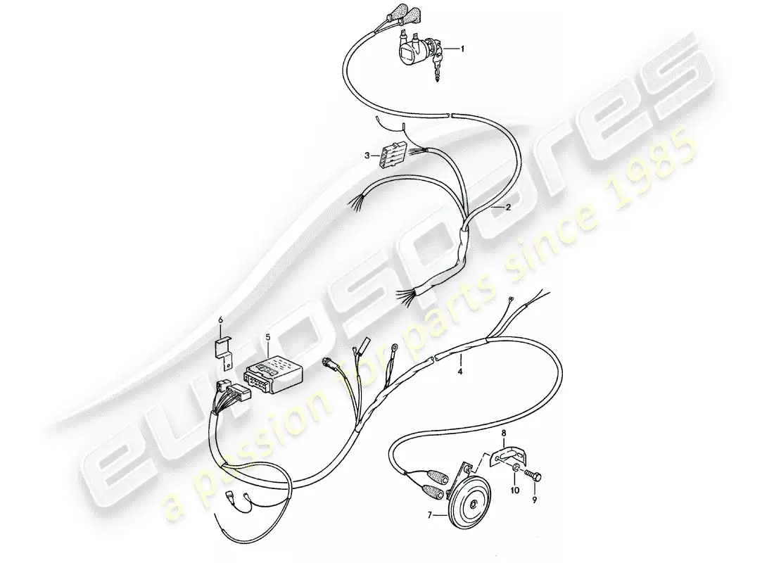 porsche 1981 (911) sistema de alarmas diagrama de piezas
