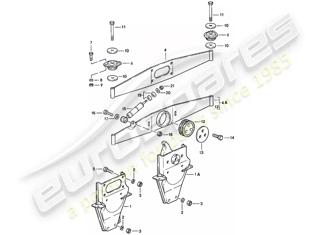 porsche 1981 (911) suspensión del motor diagrama de piezas