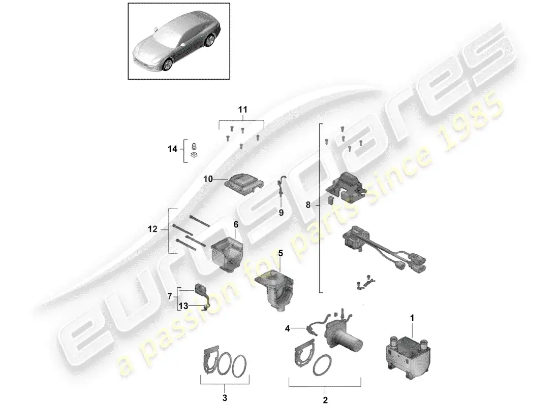 porsche 2020 (panamera 971-1) calentador adicional diagrama de piezas