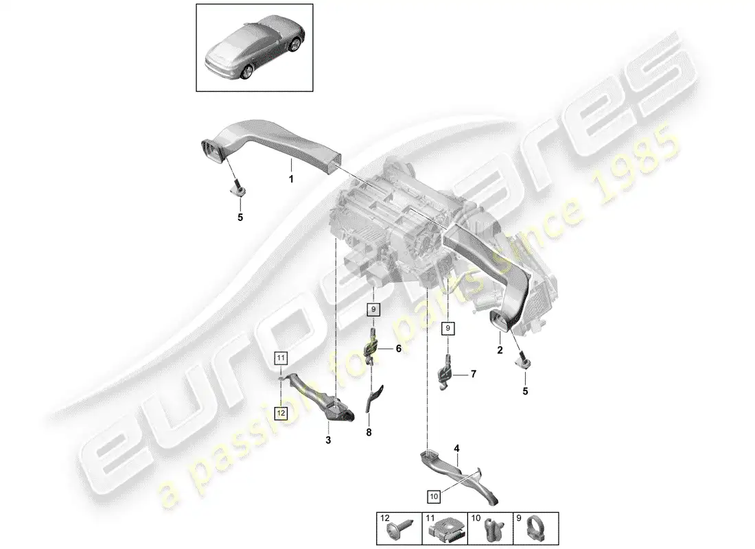 porsche 2020 (panamera 971-1) ducto de aire diagrama de piezas