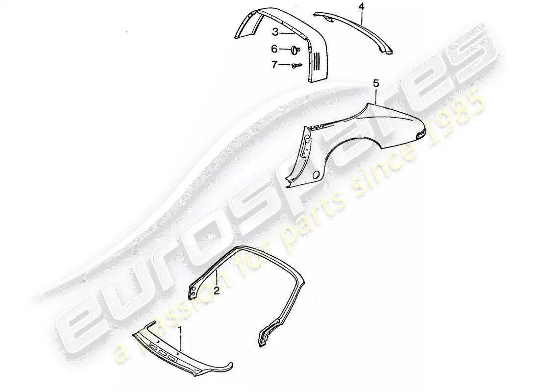 porsche 1977 (911) paneles exteriores - a medida uso material de taller diagrama de piezas