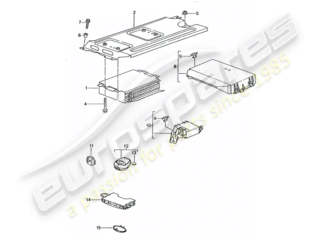 porsche 2004 (996 gt3) unidades de control diagrama de piezas