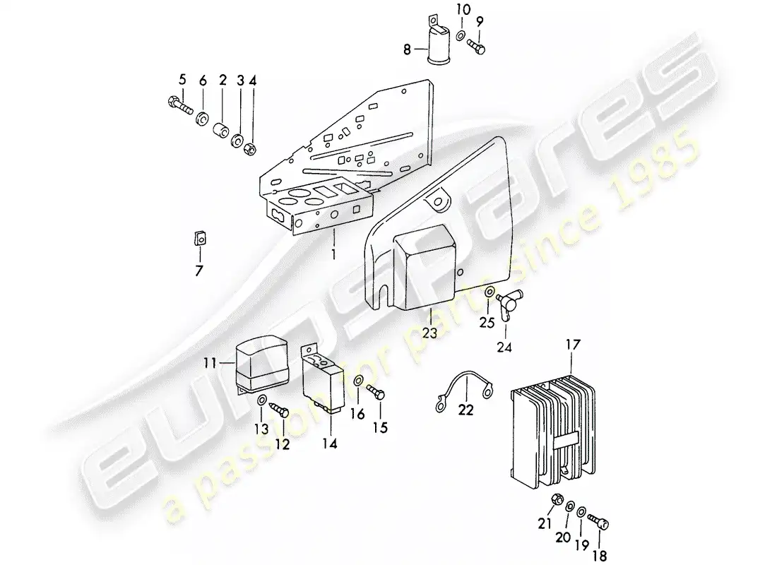 porsche 1972 (911) lámina diagrama de piezas