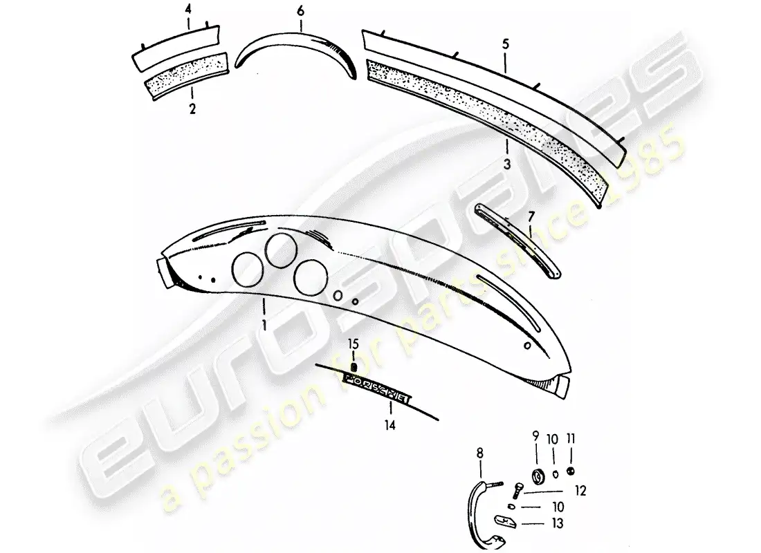 porsche 1952 (356/356a) panel diagrama de piezas