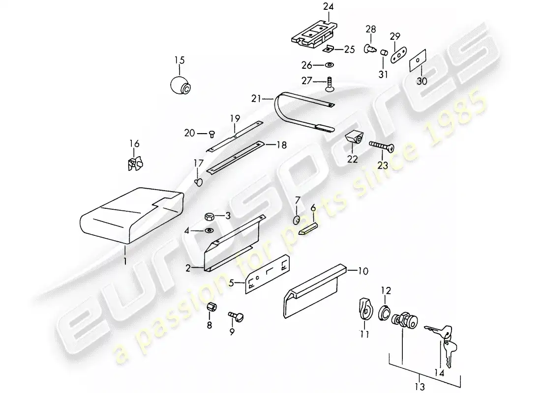 porsche 1968 (911/912) guantera diagrama de piezas