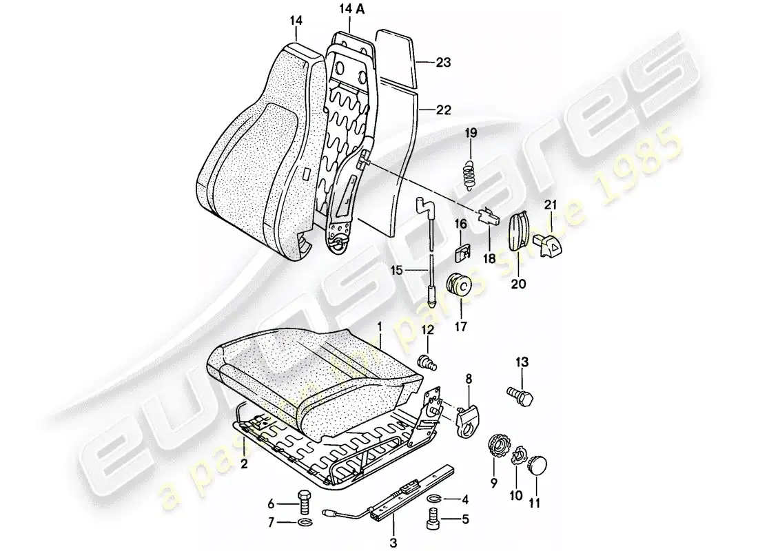 porsche 1988 (924s) asiento delantero - piezas individuales - tela diagrama de piezas