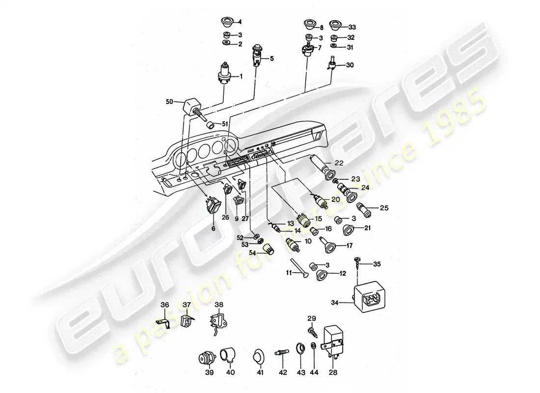 porsche 1977 (911 turbo) switch diagrama de piezas