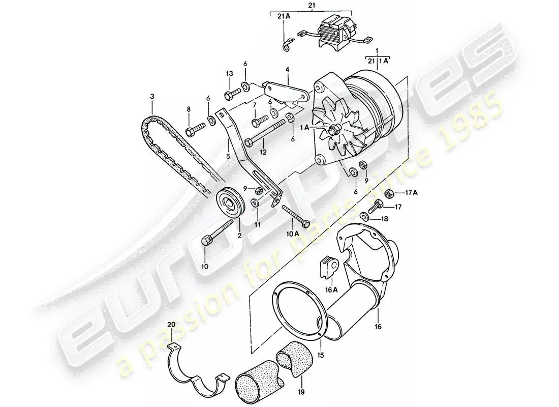 porsche 1981 (928) alternador diagrama de piezas