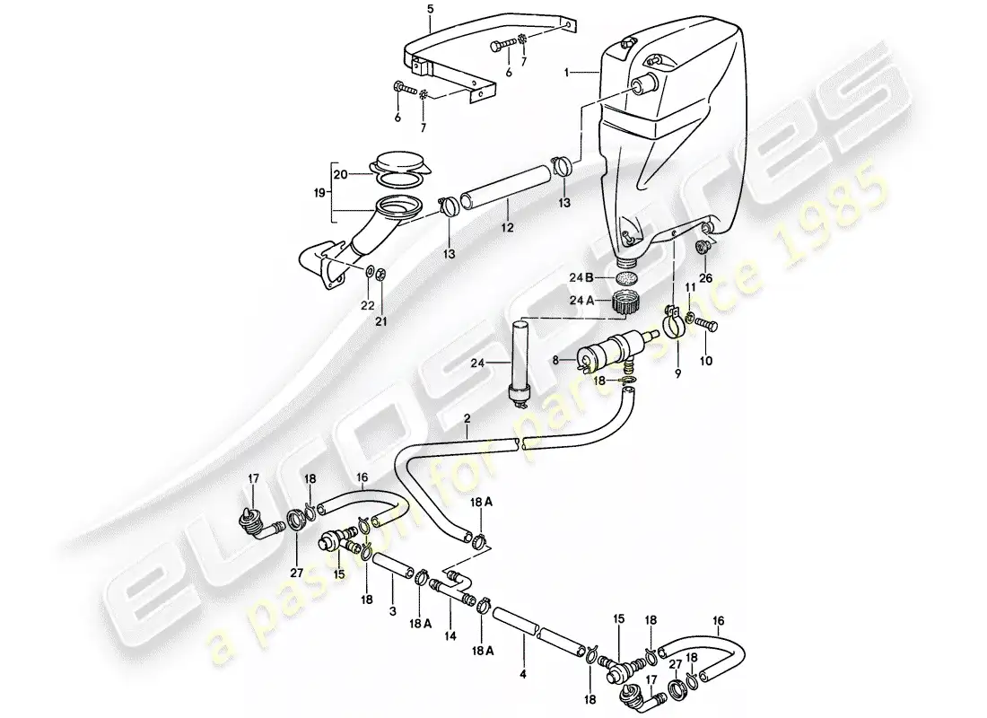 porsche 1981 (928) sistema arandela diagrama de piezas