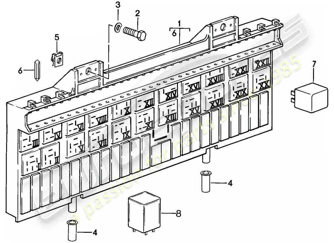 porsche 1983 (928) caja de fusibles/placa de relé - relé - fusible - d >> - mj 1984 diagrama de piezas