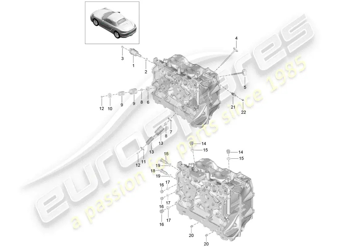 porsche 2019 (718 boxster) cabeza de cilindro diagrama de piezas