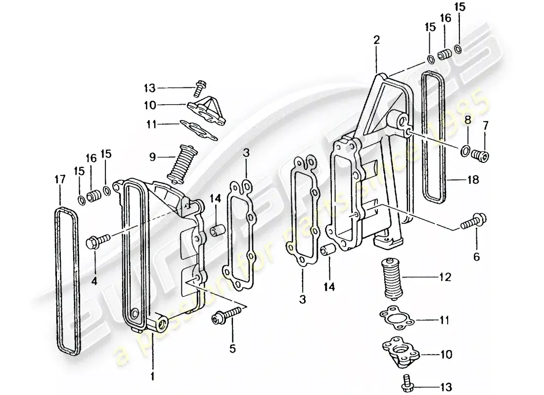 porsche 2001 (996 gt3) caja de cadena - tensor - cadena diagrama de piezas