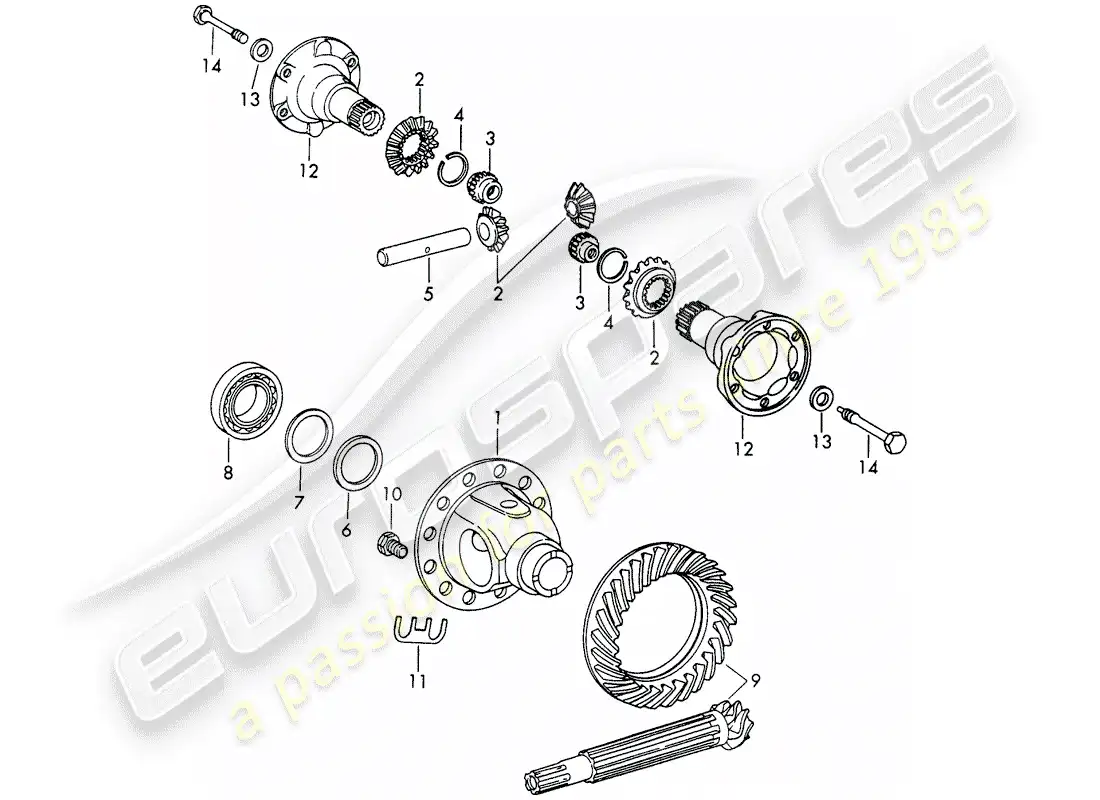 porsche 1969 (911/912) diferencial - - d - mj 1968>> - mj 1968 diagrama de piezas