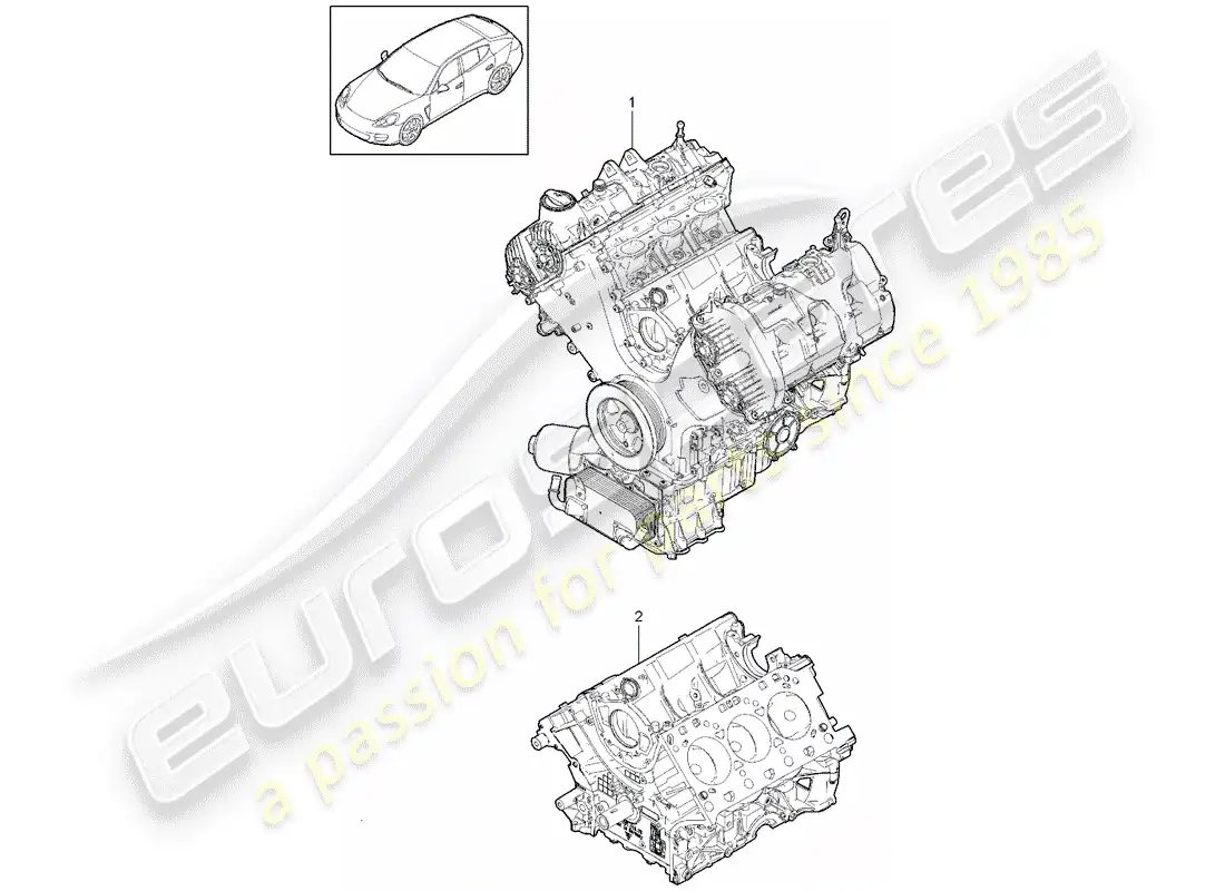 porsche 2012 (panamera 970) bloque largo diagrama de piezas