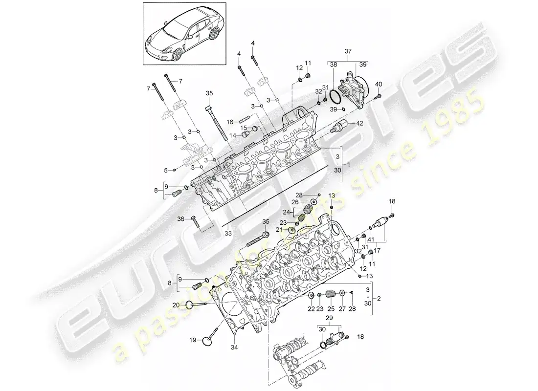porsche 2013 (panamera 970) cabeza de cilindro diagrama de piezas