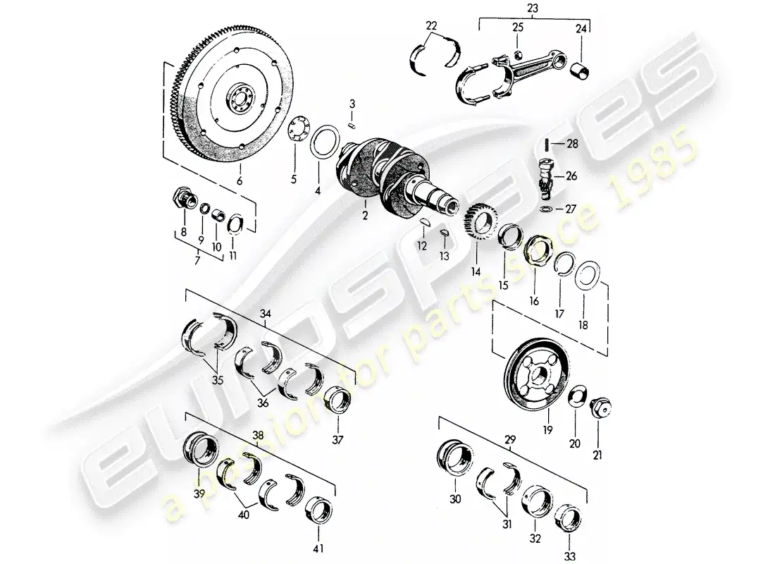 porsche 1964 (356b/356c) cigüeñal diagrama de piezas