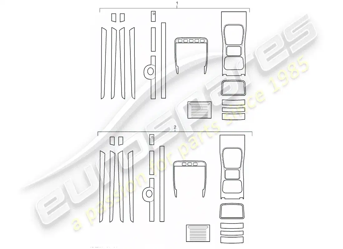 porsche 2019 (tequipment cayenne) 1 establecer molduras para diagrama de piezas