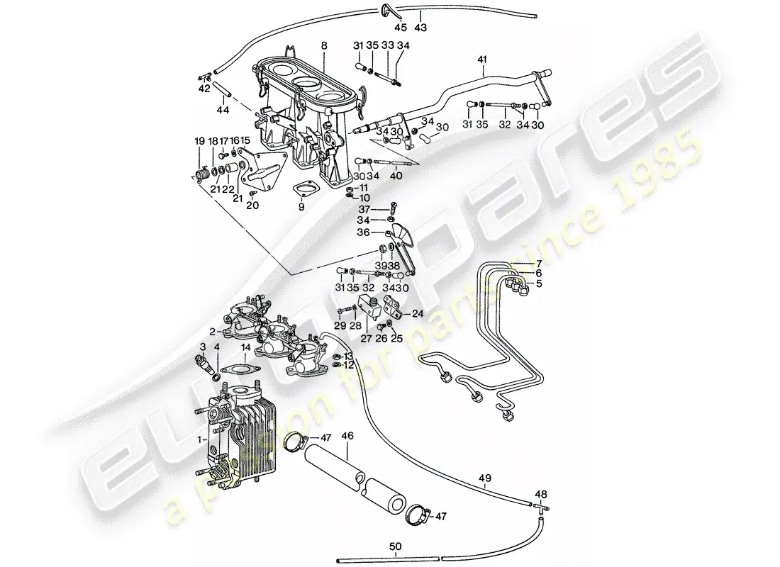 porsche 1977 (911) inyección mecánica diagrama de piezas