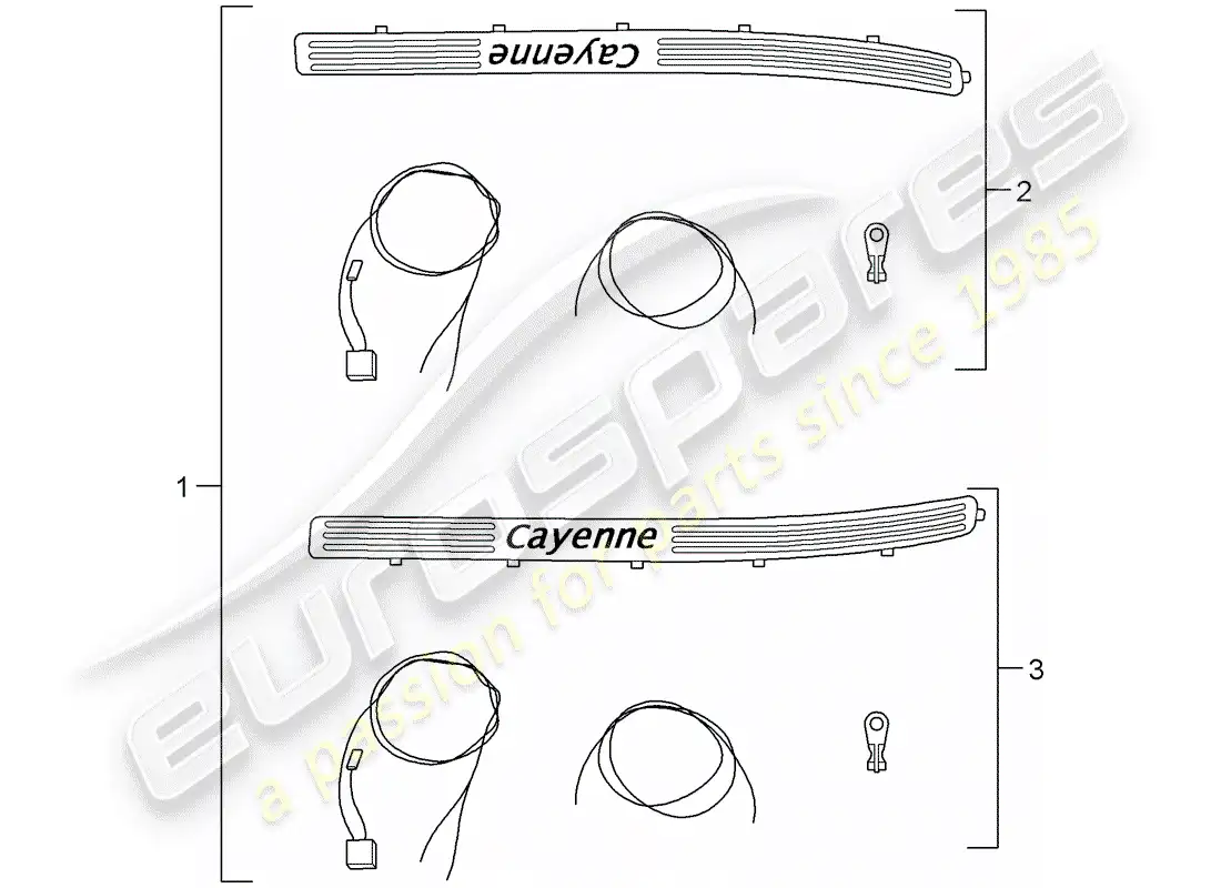 porsche 2019 (tequipment cayenne) placa de protección - panel de umbral diagrama de piezas
