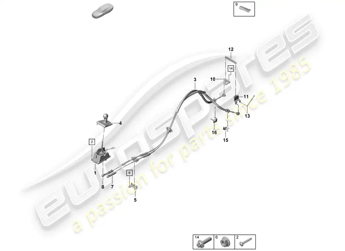 porsche 2019 (718 boxster spyder) mecanismo de cambio diagrama de piezas