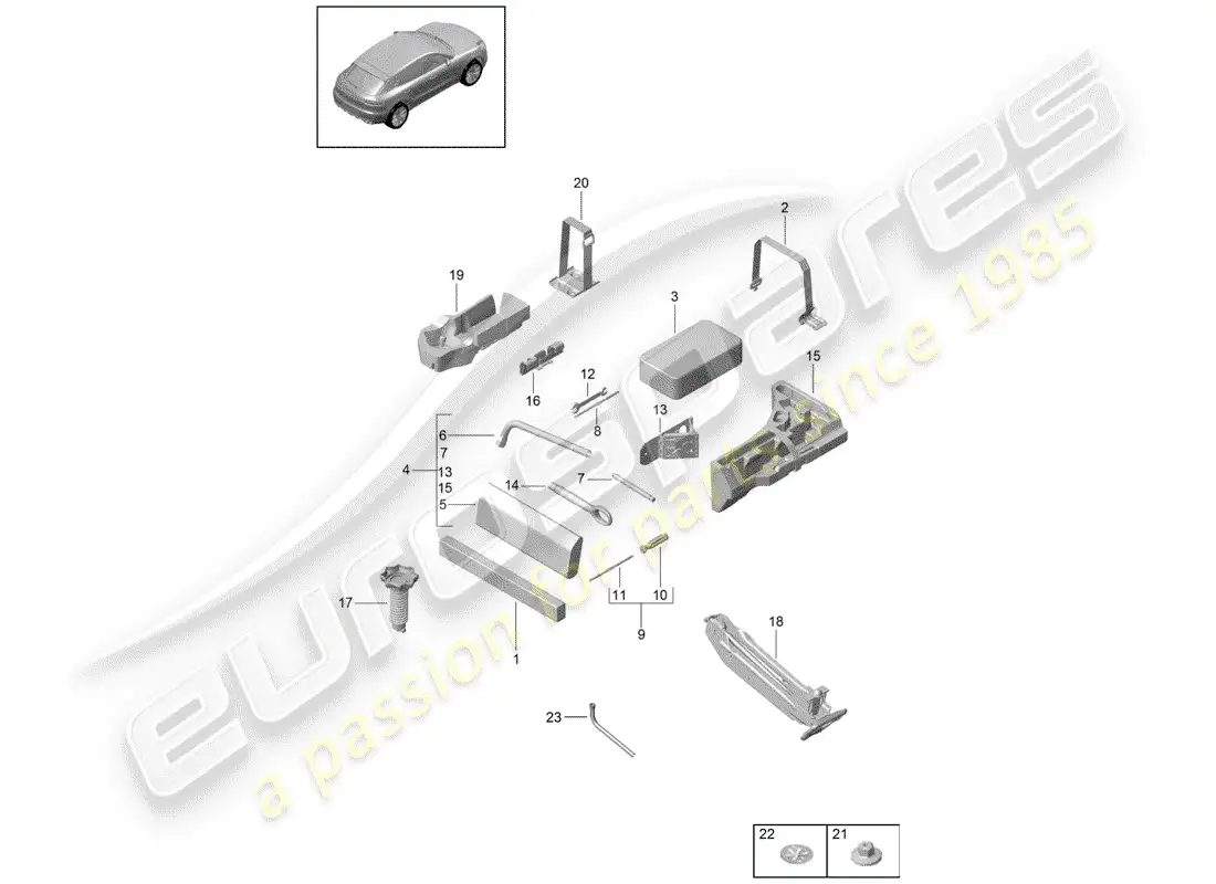 porsche 2019 (macan) herramienta diagrama de piezas