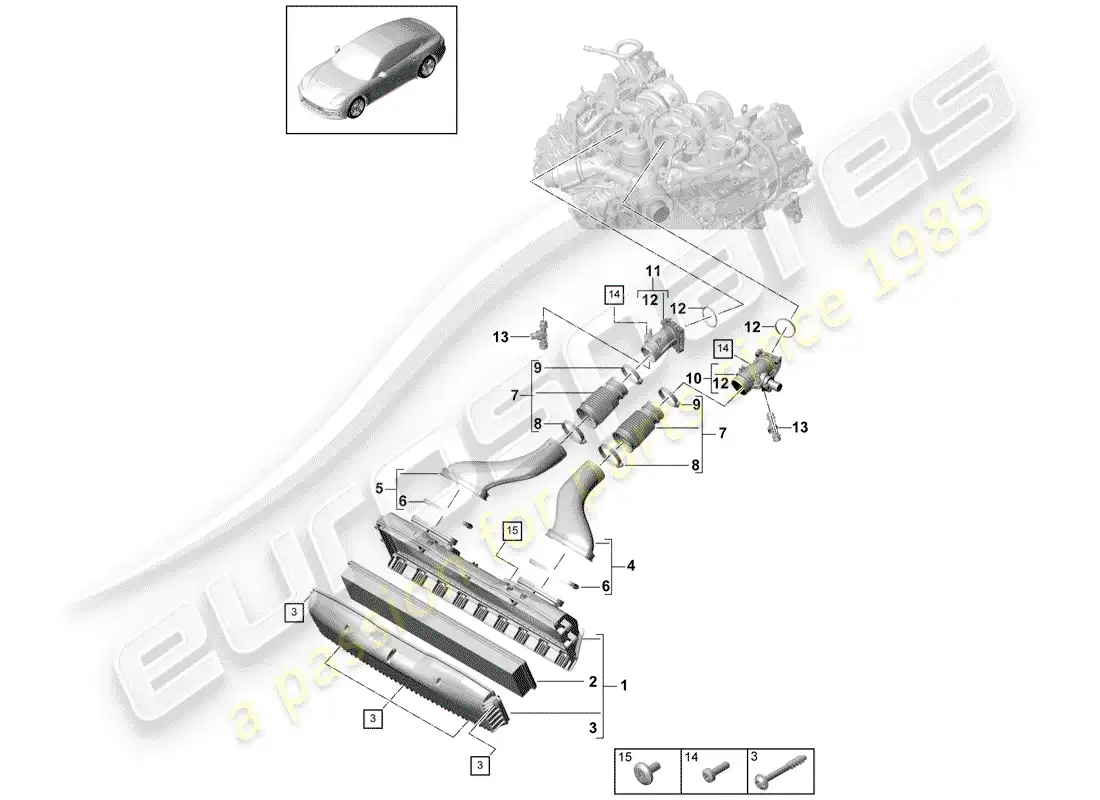 porsche 2020 (panamera 971-1) air cleaner housing diagrama de piezas
