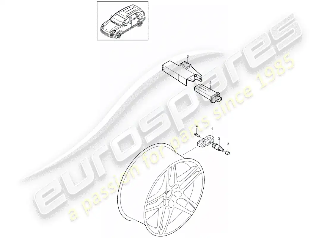 porsche 2017 (cayenne e2 92a) sistema de control de presión de neumáticos diagrama de piezas