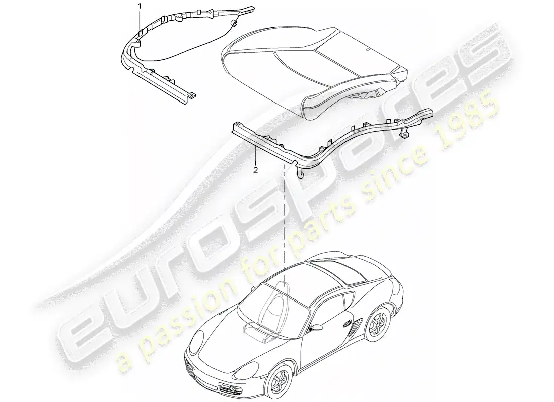 porsche 2012 (987 cayman) portador de cojín diagrama de piezas