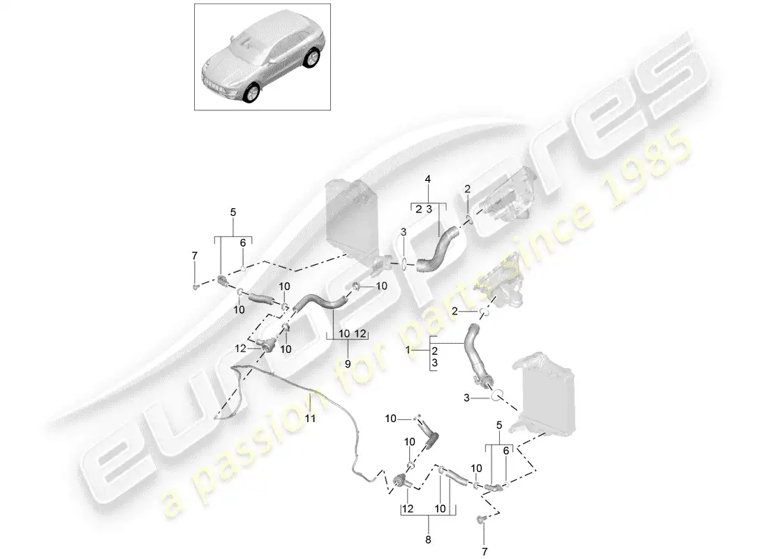 porsche 2018 (macan) para vehículos con carga diagrama de piezas