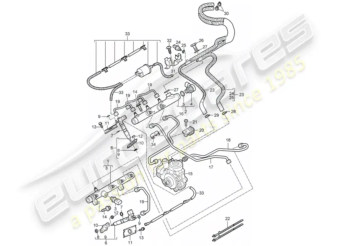 porsche 2010 (cayenne e1 9pa) tubo de recogida de combustible diagrama de piezas