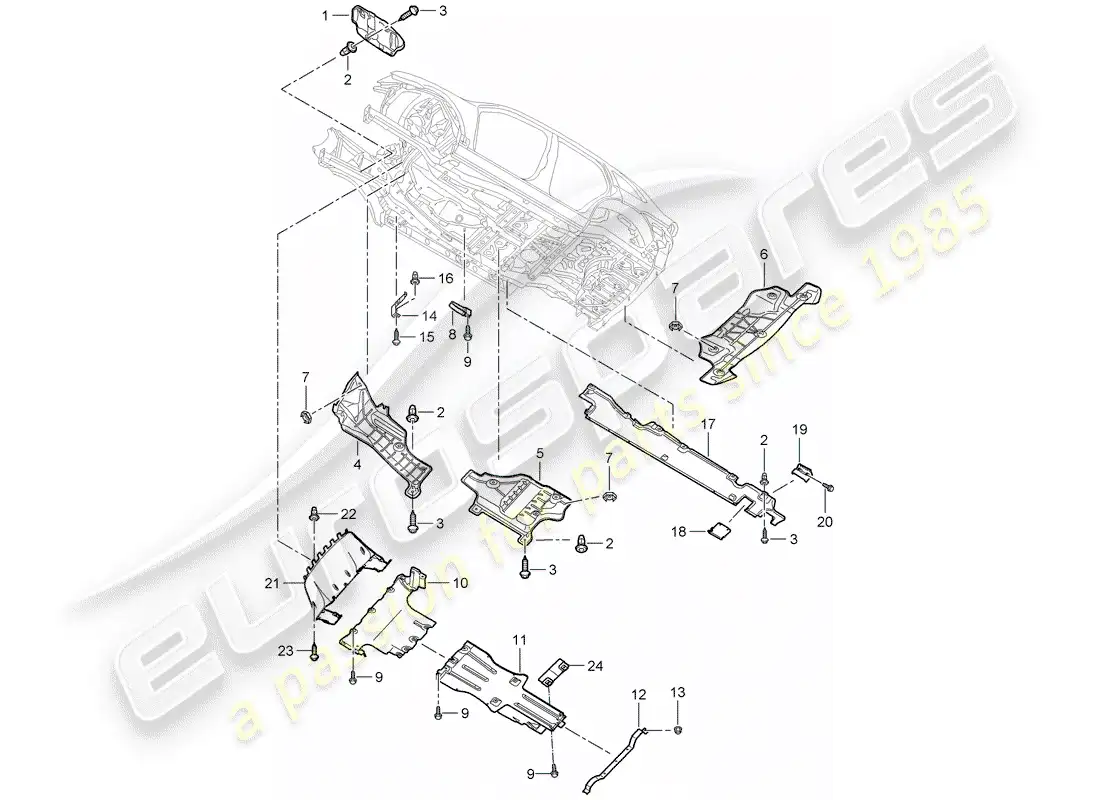 porsche 2010 (cayenne e1 9pa) recubrimiento diagrama de piezas