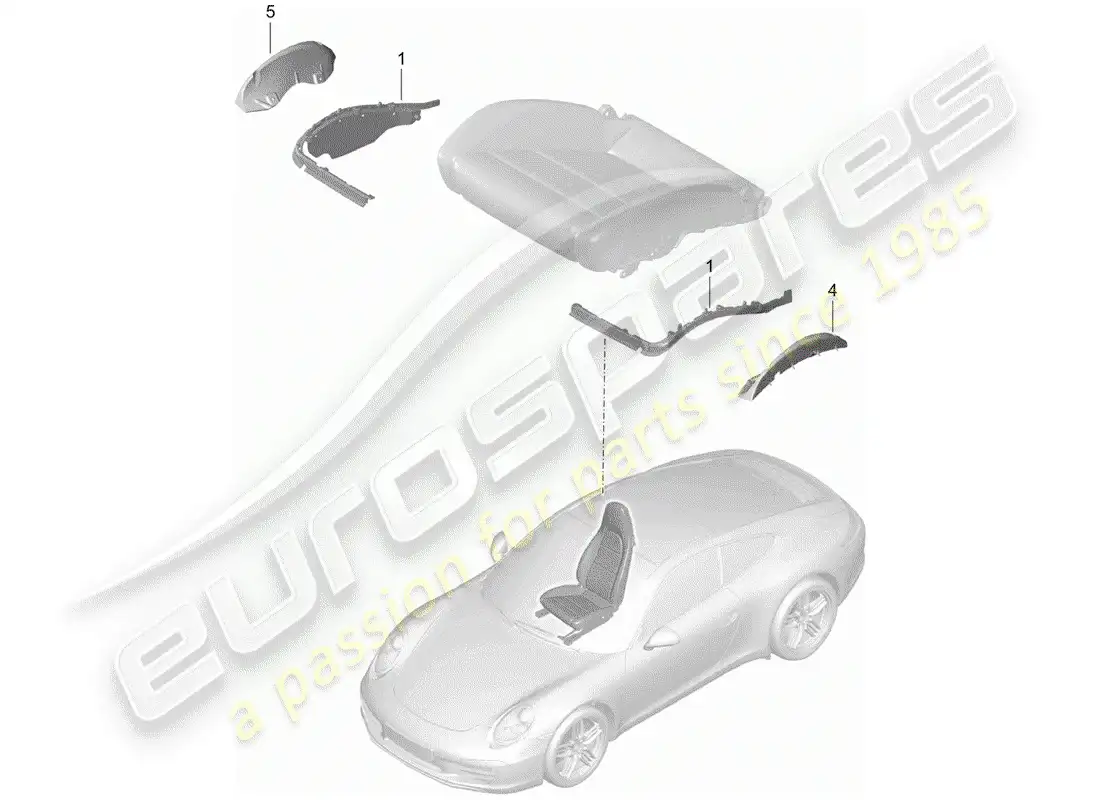 porsche 2014 (991-1) acolchado para asiento diagrama de piezas