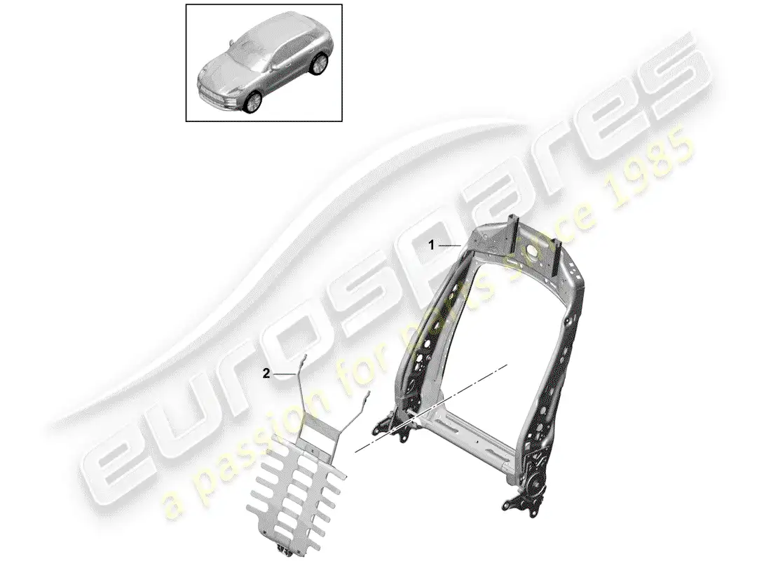 porsche 2019 (macan) marco - respaldo diagrama de piezas