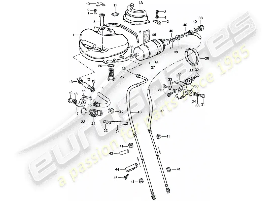 porsche 1986 (911) fuel system diagrama de piezas