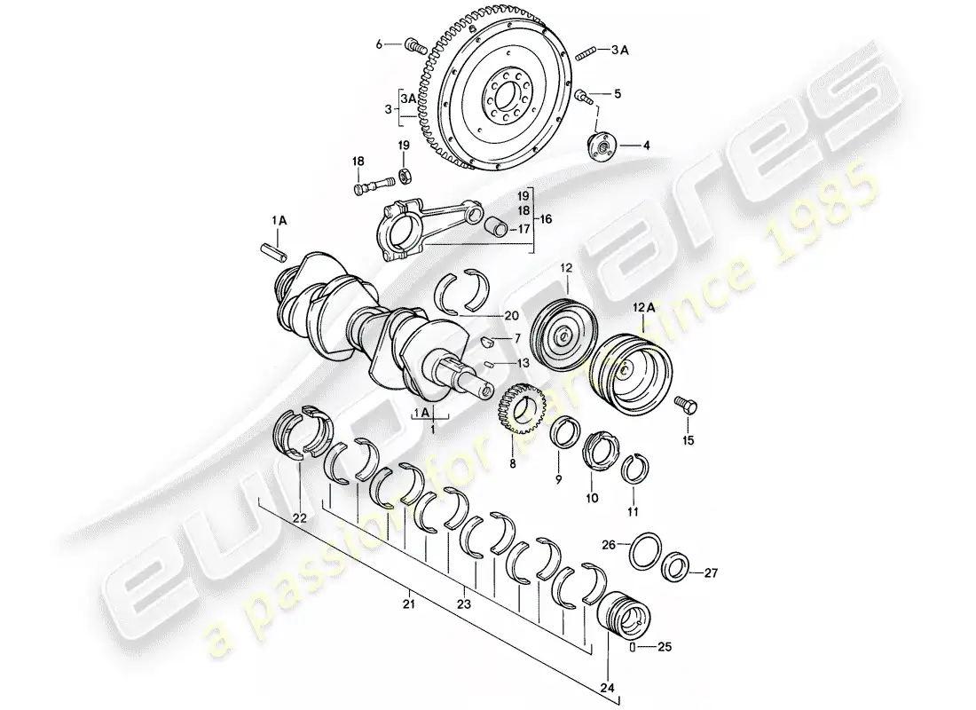 porsche 1986 (911) cigüeñal diagrama de piezas