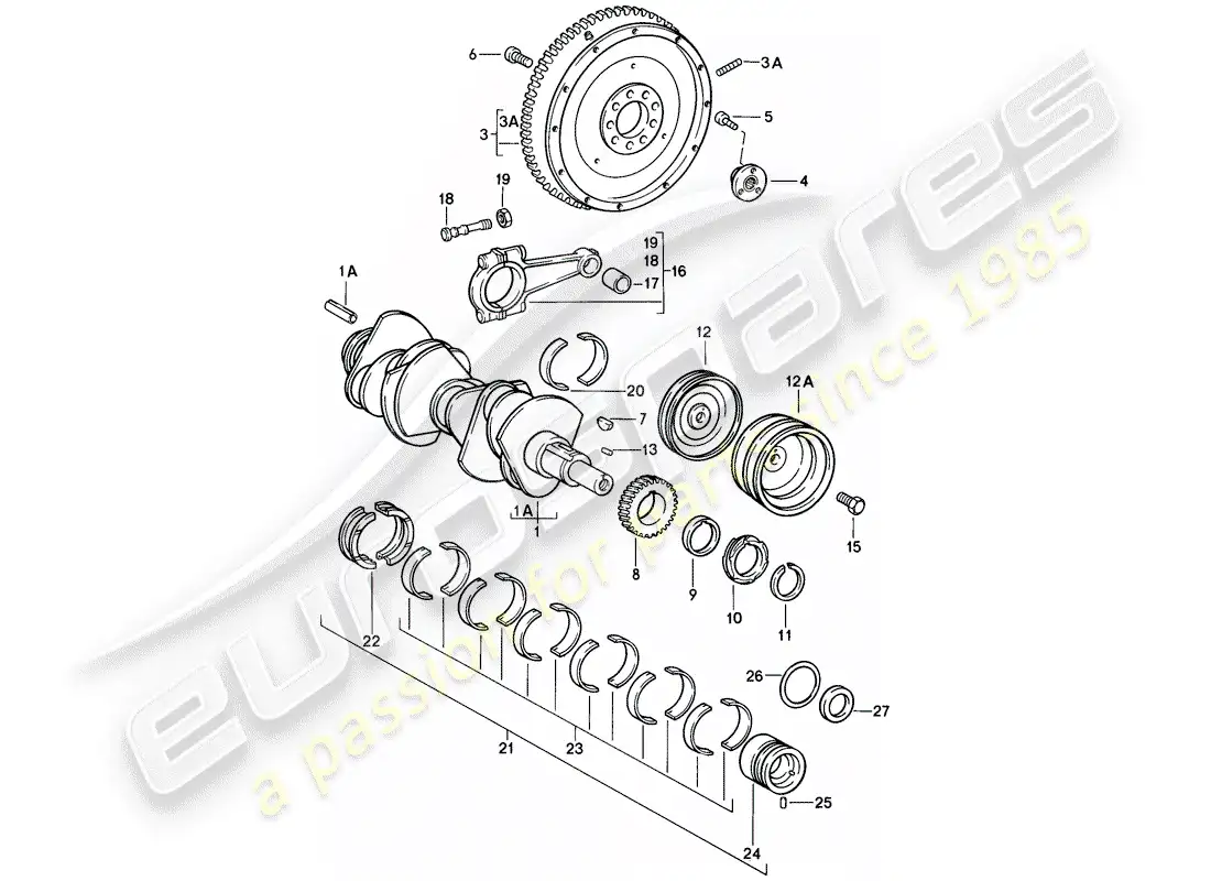 porsche 1987 (911) cigüeñal diagrama de piezas