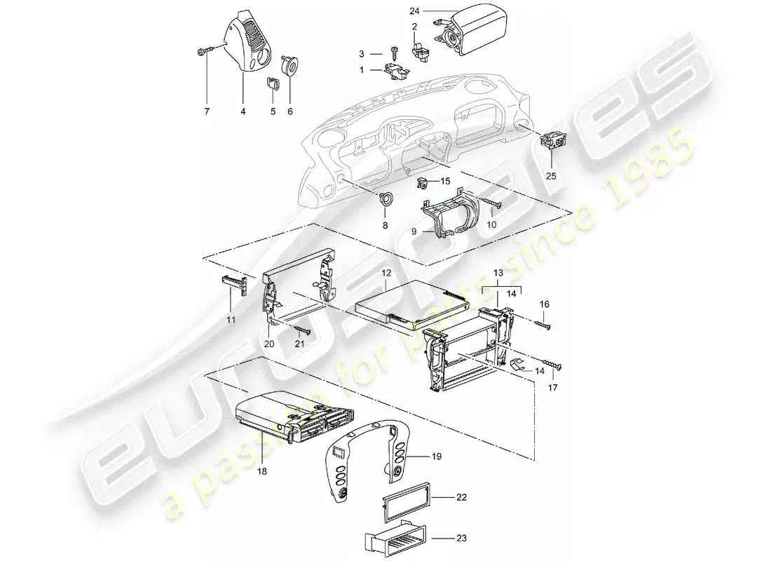 porsche 2004 (996) accesorios - embellecedor del panel de salpicadero diagrama de piezas