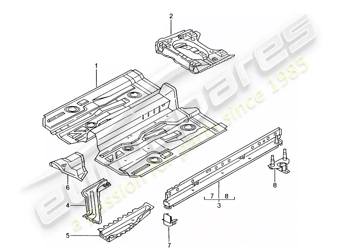porsche 2005 (996 gt3) piso diagrama de piezas