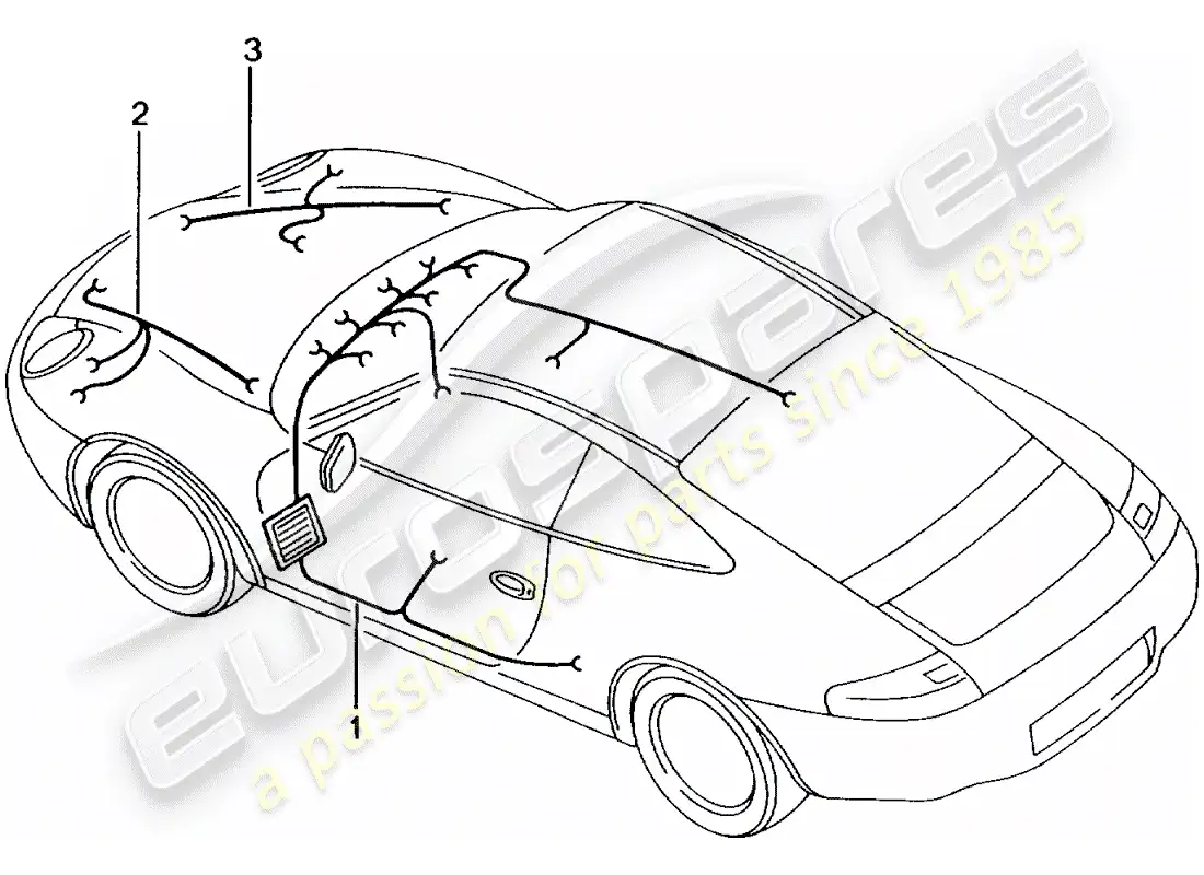porsche 2004 (996 gt3) mazo de cables - habitáculo - guantera - maletero delantero - kit de reparación - sistema de freno antibloqueo -abs- - indicador de desgaste de pastillas de freno - eje delantero diagrama de piezas