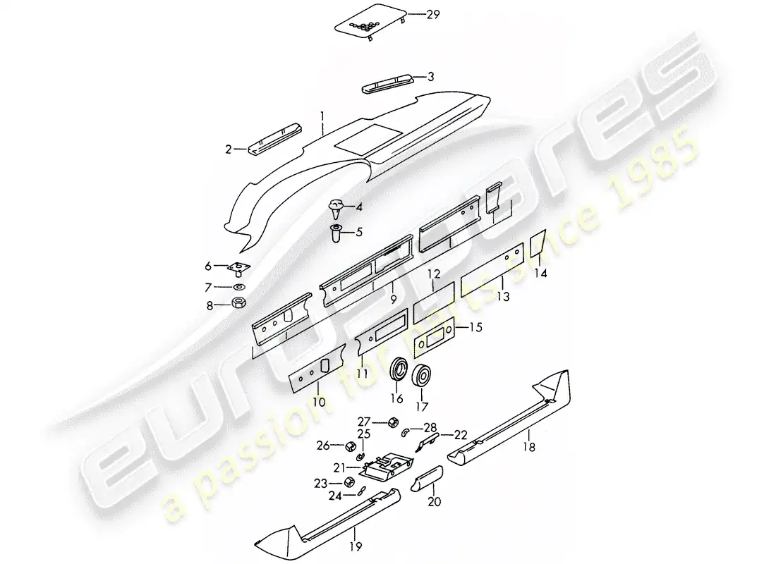 porsche 1968 (911/912) embellecedor del panel de salpicadero - cenicero - embellecedor cubrir - d - mj 1969>> diagrama de piezas
