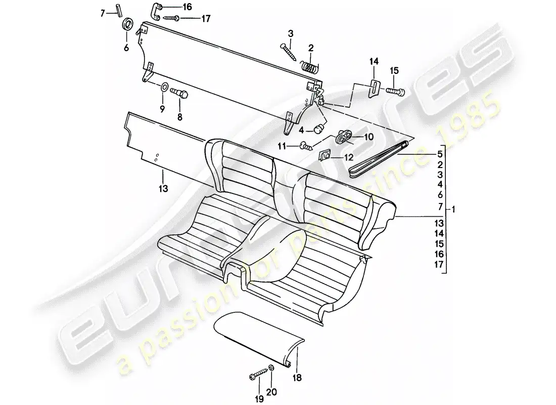 porsche 1978 (924) asiento de emergencia - piezas individuales diagrama de piezas