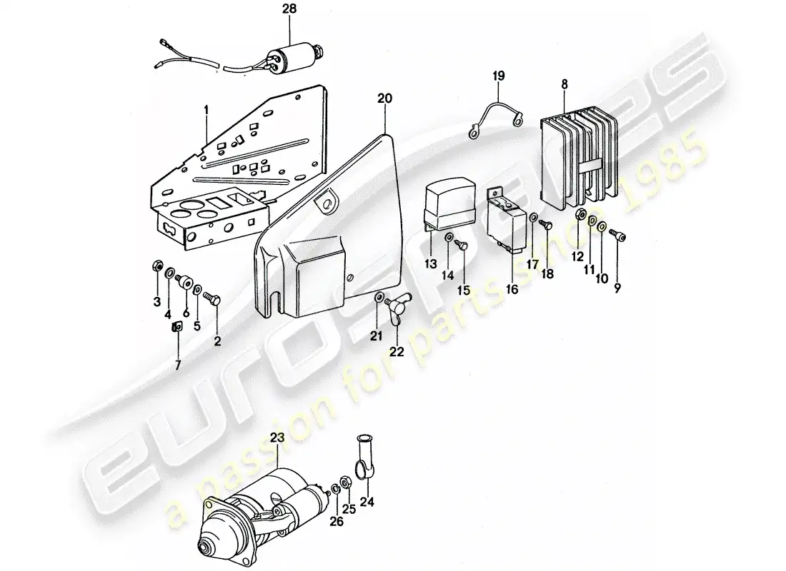 porsche 1977 (911 turbo) placa - arranque - unidad de interruptor diagrama de piezas