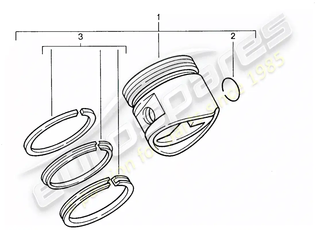 porsche 1987 (928) pistón - aros de pistón diagrama de piezas